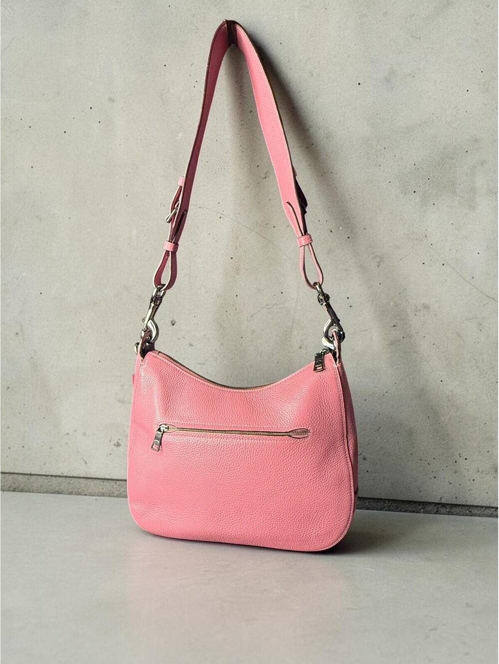 Coach Jes Hobo Handbag Rose Pink Pebble Leather with Floral Scarf Accent - Picture 2 of 14